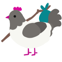 A white and grey chicken with a head pattern