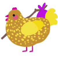 A gold and yellow chicken with a speckle pattern