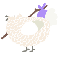 A cream and white chicken with a lace pattern