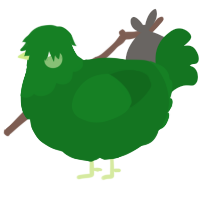A leaf chicken with a head pattern