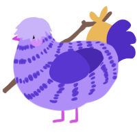 A lilac and indigo chicken with a bar pattern