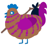 A brown and plum chicken with a bar pattern
