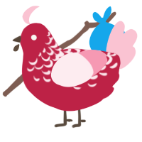 A crimson and rose chicken with a half-lace pattern
