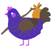 A indigo and bark chicken with a speckle pattern