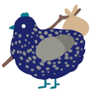 A navy and ash chicken with a speckle pattern