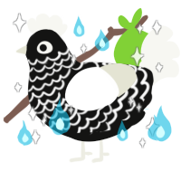 A black and white chicken with a lace pattern