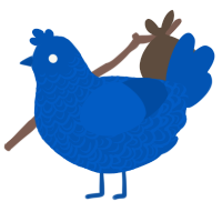 A ultramarine chicken with a double-lace pattern