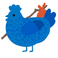 A sapphire and ultramarine chicken with a speckle pattern