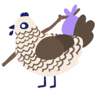 A cream and bark chicken with a lace pattern