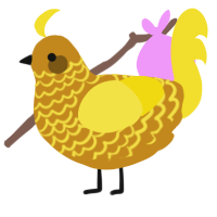 A ochre and yellow chicken with a lace pattern