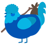 A ultramarine and cerulean chicken with a head pattern