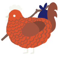 A vermilion and russet chicken with a lace pattern
