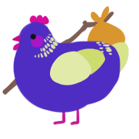 A indigo and lemon chicken with a neck-band pattern