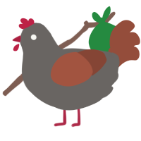 Mot, a grey and russet chicken