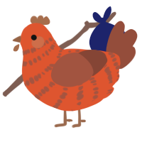 A vermilion and russet chicken with a bar pattern