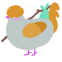 A silver and orange chicken