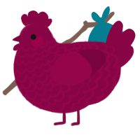 A maroon chicken with a lace pattern