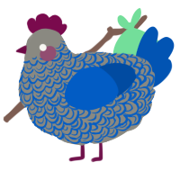 A ash and ultramarine chicken with a double-lace pattern
