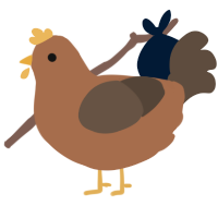 A brown and bark chicken