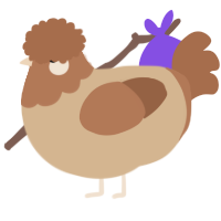 A beige and brown chicken with a head pattern