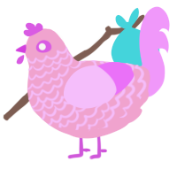 Pinkie Pie, a pink and lavender chicken with a lace pattern