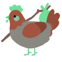 A ash and russet chicken with a head pattern