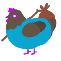 A cerulean and bark chicken with a head pattern