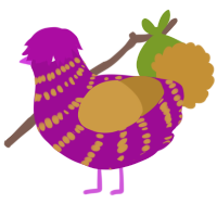 A plum and gold chicken with a bar pattern