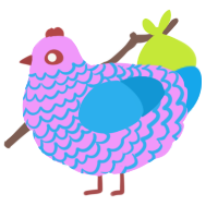A lavender and sky chicken with a lace pattern