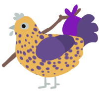 A honey and overcast chicken with a speckle pattern