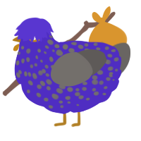 A indigo and grey chicken with a speckle pattern