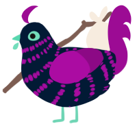 A tumblr and plum chicken with a bar pattern
