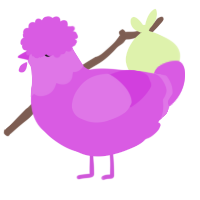 A orchid chicken with a head pattern