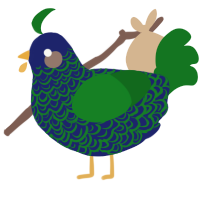 A navy and leaf chicken with a double-lace pattern