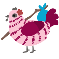Poppy, a rose and maroon chicken with a bar pattern