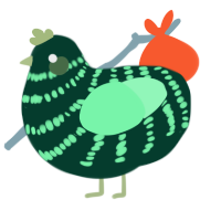 A rose and wine chicken with a bar pattern