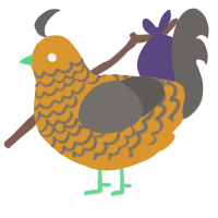 A orange and grey chicken with a lace pattern