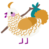 A white and orange chicken with a lace pattern