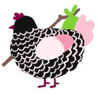A black and rose chicken with a lace pattern