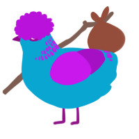 A cerulean and amethyst chicken with a neck-band pattern