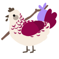 A cream and maroon chicken with a half-lace pattern