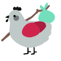 A silver and crimson chicken