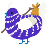 A indigo and white chicken with a bar pattern