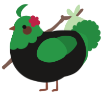 A sable and viridian chicken with a head pattern