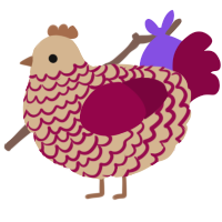 A beige and maroon chicken with a lace pattern