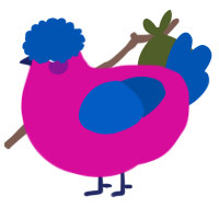 A fuchsia and ultramarine chicken