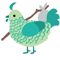 A gluppy and turquoise chicken with a lace pattern