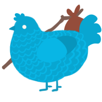 A cerulean chicken with a lace pattern