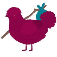 A maroon chicken with a lace pattern
