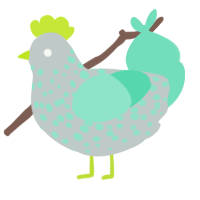 A silver and mint chicken with a speckle pattern